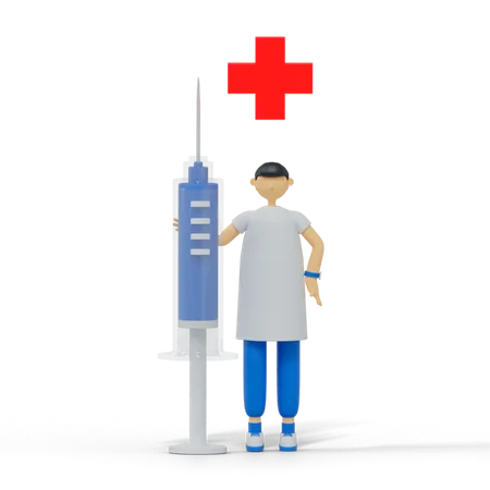Nurse Holding Injection  3D Illustration