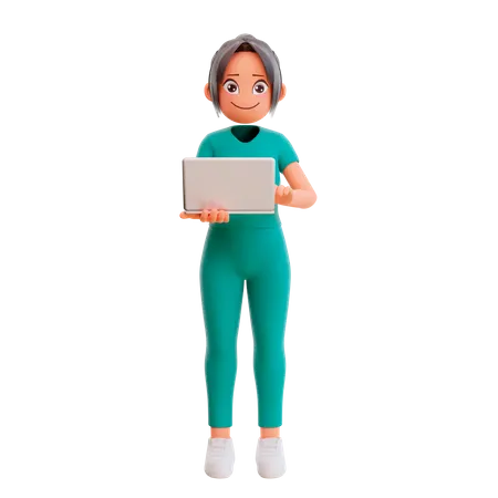 Nurse Holding Medical Report  3D Illustration