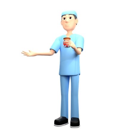 Nurse Holding Medicine  3D Illustration