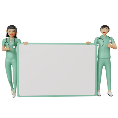 Nurse holding placard board  3D Illustration