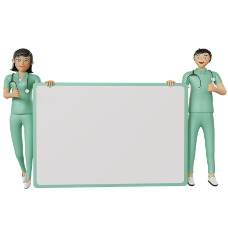 Nurse holding placard board 3D Illustration