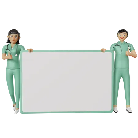 Nurse holding placard board  3D Illustration