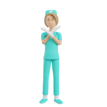 Nurse showing crossed arms 3D Illustration