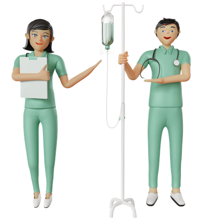 Nurse showing infusion bottle  3D Illustration