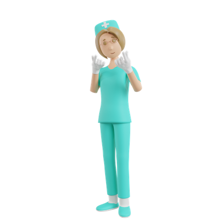 Nurse Showing Korean Love Gesture  3D Icon