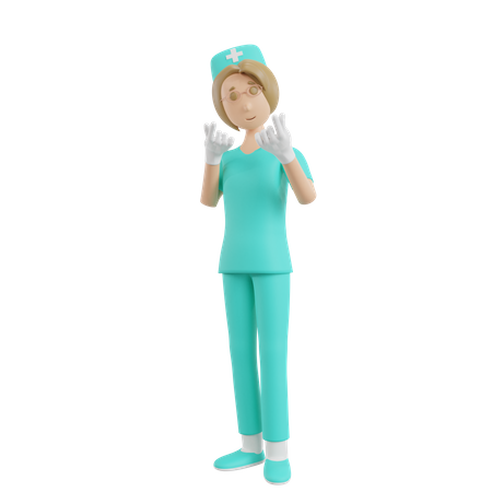 Nurse Showing Korean Love Gesture  3D Illustration