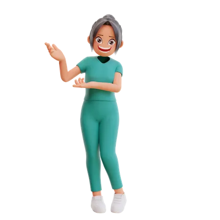 Nurse Showing Something  3D Illustration