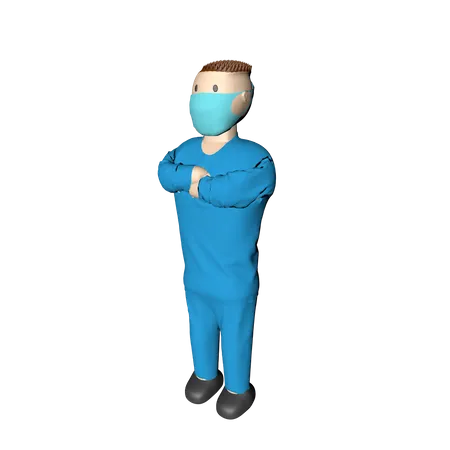 Nurse Warning Mask 3D Illustration