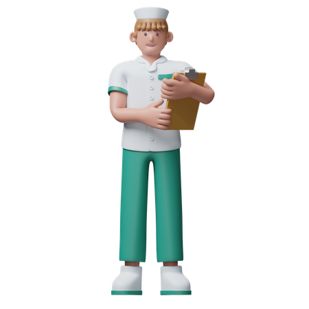 Nurse With Clipboard  3D Illustration