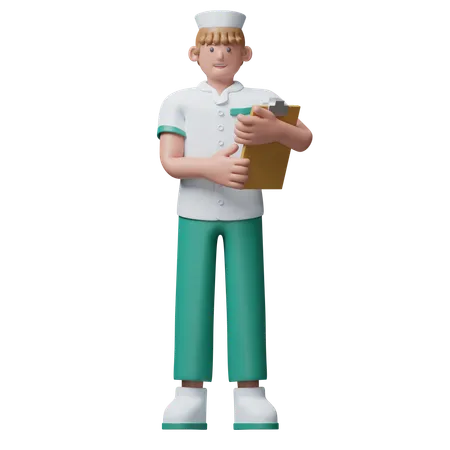 Nurse With Clipboard  3D Illustration