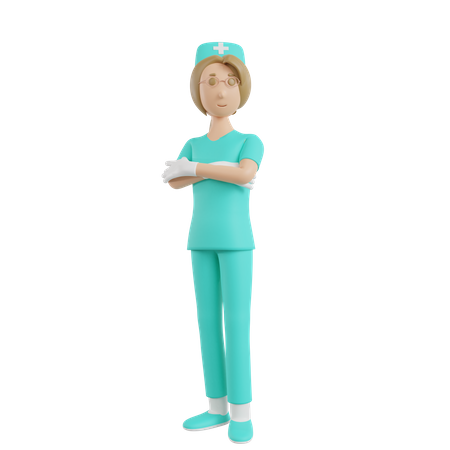 Nurse with folded arms  3D Illustration