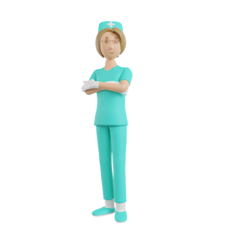 Nurse with folded arms 3D Illustration