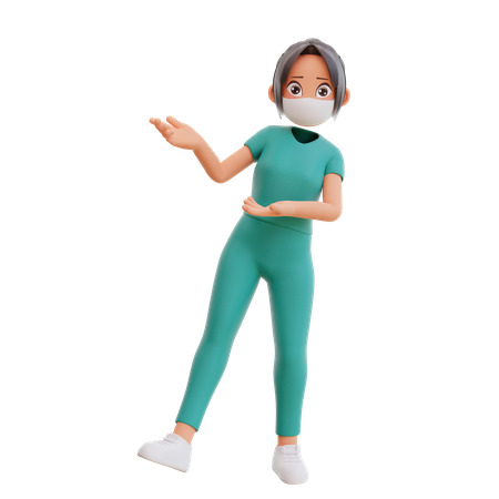 Nurse With Mask  3D Illustration