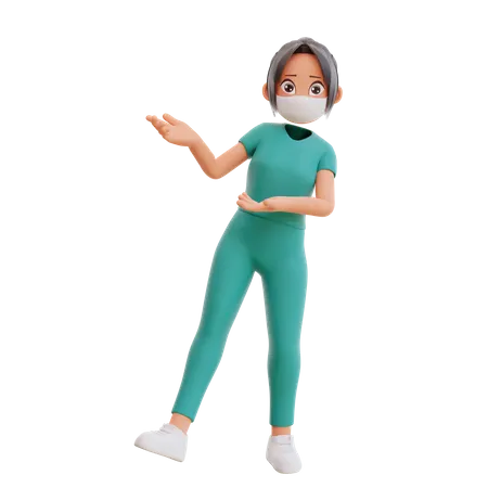 Nurse With Mask  3D Illustration