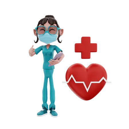 Nurse with patient report  3D Illustration