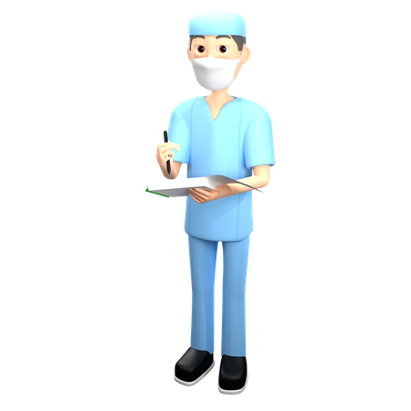 Nurse writing Prescription  3D Illustration