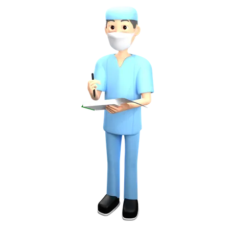 Nurse writing Prescription  3D Illustration