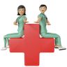 3d nurses seat on red cross