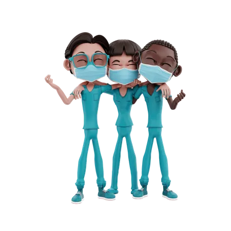 Nurses standing together  3D Illustration