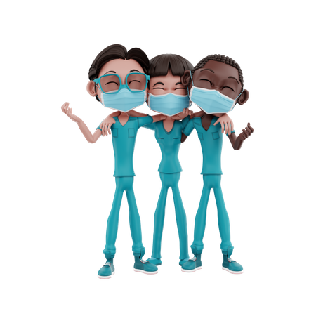 Nurses standing together 3D Illustration