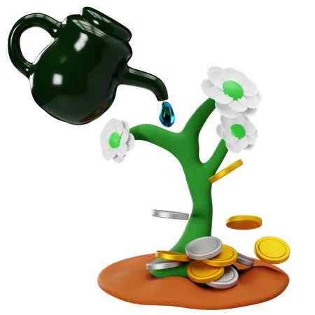 Nurturing Financial Growth Investment Concept  3D Icon