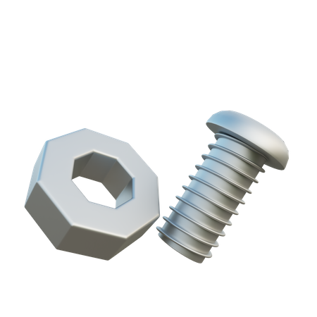 Nut and Bolt  3D Illustration