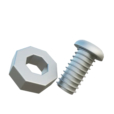 Nut and Bolt  3D Illustration