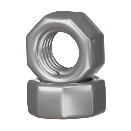 3 D Rendering Two Silver Nuts 3D Icon