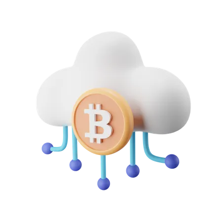 Bitcoin na nuvem  3D Icon