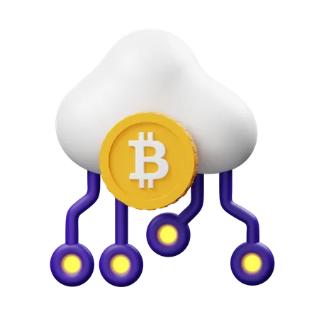 Bitcoin na nuvem  3D Illustration