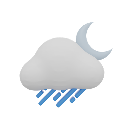 Nuvem chuva tempestade noite lua clima  3D Icon
