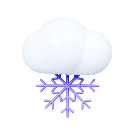 Nuvem com floco de neve  3D Icon