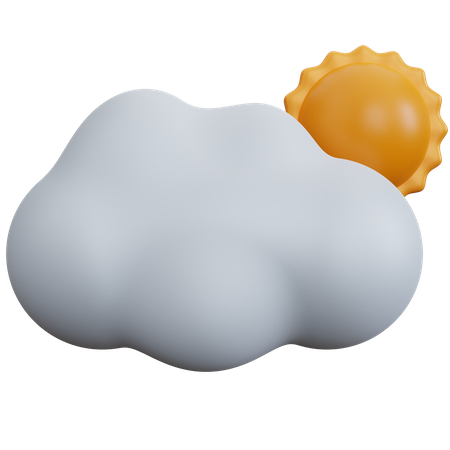 Nuvem com sol  3D Icon