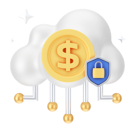 Nuvem de dólar segura  3D Icon