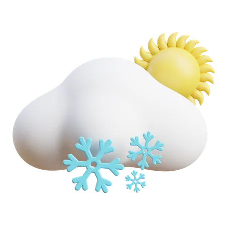 Nuvem de neve com sol  3D Icon