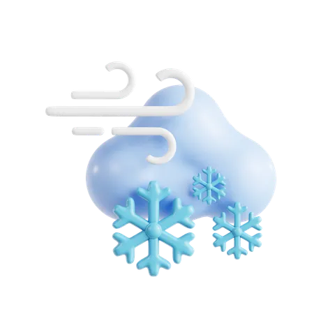 Nuvem de neve ventosa  3D Icon