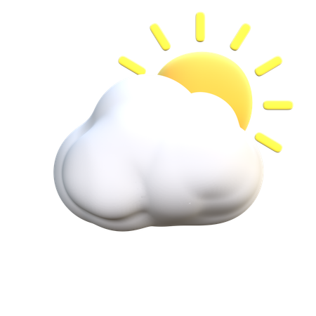 Nuvem e sol  3D Icon
