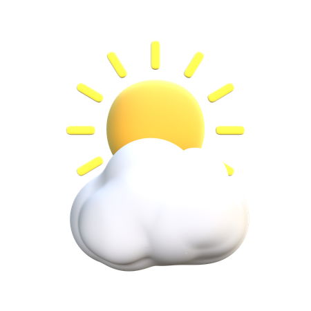 Nuvem e sol  3D Icon
