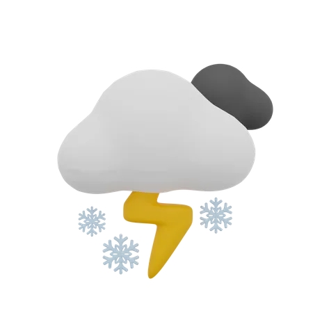 Nuvem escura nevasca tempestade trovão dia sol clima  3D Icon