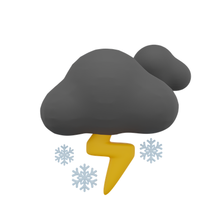 Nuvem escura nevasca tempestade trovão dia sol clima  3D Icon