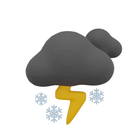 Nuvem escura nevasca tempestade trovão dia sol clima  3D Icon