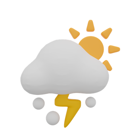 Nuvem neve tempestade trovão dia sol clima  3D Icon