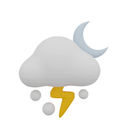 Nuvem neve tempestade trovão noite lua clima  3D Icon