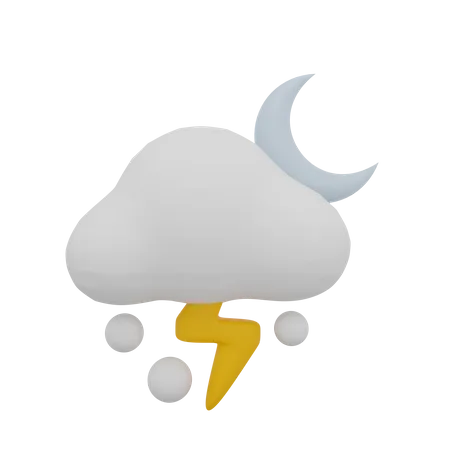 Nuvem neve tempestade trovão noite lua clima  3D Icon