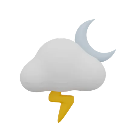 Nuvem trovão noite lua clima  3D Icon