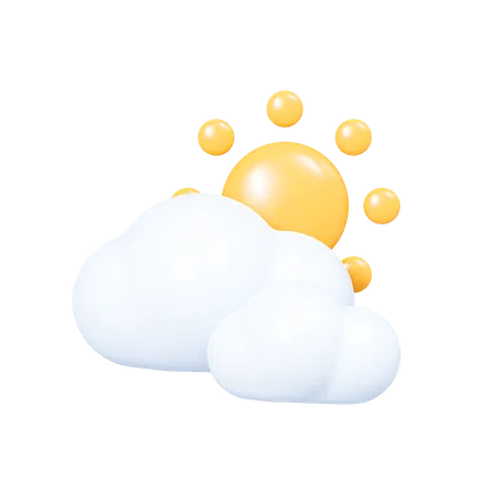 Nuvens com sol  3D Icon