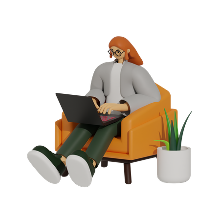 O futuro do trabalho, flexibilidade e conforto  3D Illustration