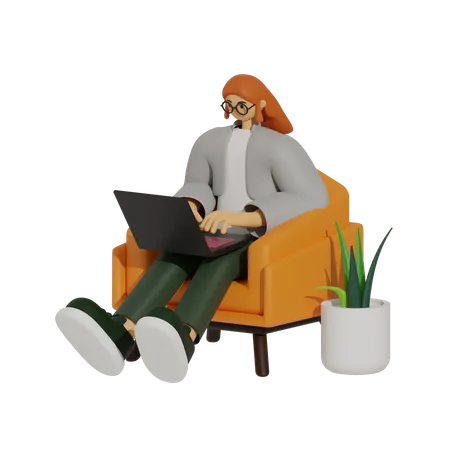 O futuro do trabalho, flexibilidade e conforto  3D Illustration