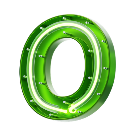 O Letter Shape Neon Text  3D Icon
