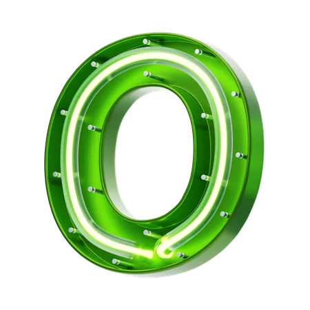 O Letter Shape Neon Text  3D Icon
